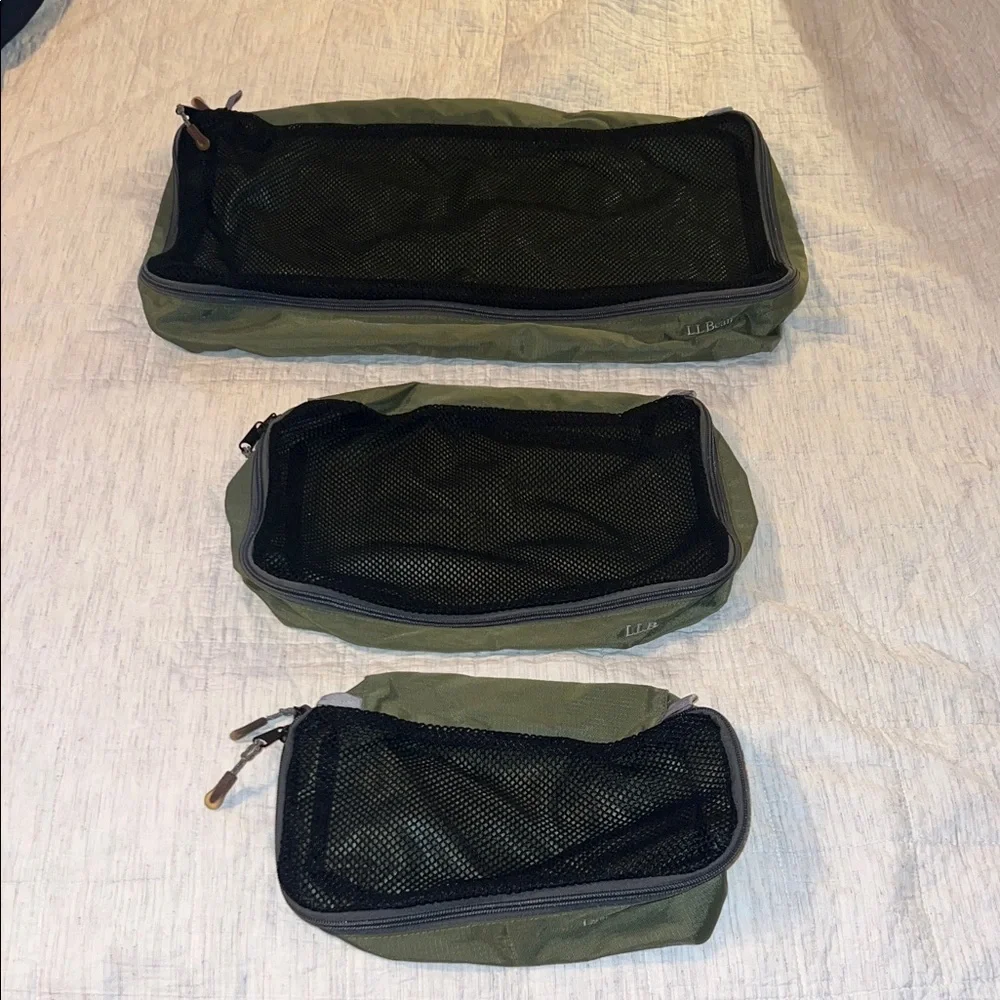 L.L. Bean Green Ripstop Mesh Packing Cube Travel Set (3 pcs) - Picture 1 of 8